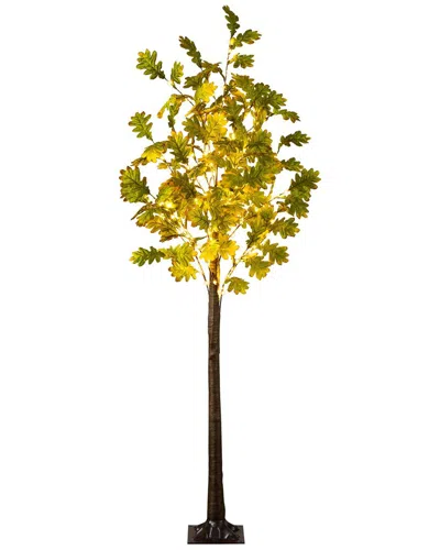 Nearly Natural 5ft. Pre-lit Green Autumn Oak Artificial Fall Tree