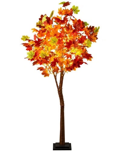 Nearly Natural 5ft. Pre-lit Shades Of Autumn Maple Artificial Fall Tree In Orange