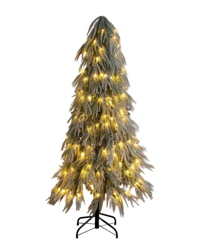 Nearly Natural 5ft Pre-lit Artificial Flocked Down Swept Christmas Tree With  170 Warm White Led Lig In Green
