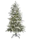 Nearly Natural 5ft. Slim Flocked Nova Scotia Spruce Artificial Christmas Tree In Green
