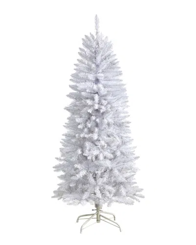Nearly Natural 5ft Slim White Artificial Christmas Tree With 491 Bendable Branches