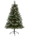 Nearly Natural 5ft Snowed French Alps Mountain Pine Artificial Christmas Tree In Green