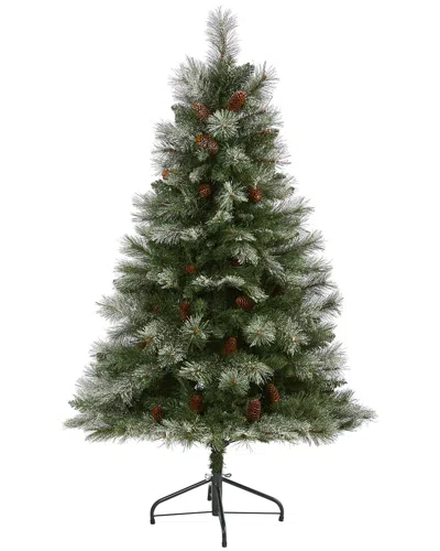 Nearly Natural 5ft Snowed French Alps Mountain Pine Artificial Christmas Tree In Green