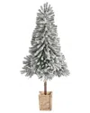Nearly Natural 5ft. Winter Flocked Leaning Artificial Christmas Tree Pre-lit In Gray