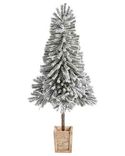 Nearly Natural 5ft. Winter Flocked Leaning Artificial Christmas Tree Pre-lit In Gray