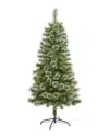 Nearly Natural 5ft Wisconsin Slim Snow Tip Pine Artificial Christmas Tree With 298 Bendable Branches In Green