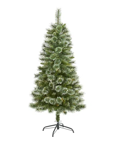 Nearly Natural 5ft Wisconsin Slim Snow Tip Pine Artificial Christmas Tree With 298 Bendable Branches In Green