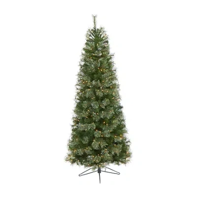 Nearly Natural 6 1/2 Foot Cashmere Slim Pine With 660 Bendable Branches And 350 Warm White Lights Pre-lit Christmas In Green