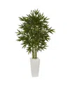 Nearly Natural 6' Artificial Tree In White Tower Planter In Green