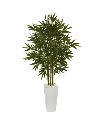 Nearly Natural 6' Artificial Tree In White Tower Planter In Green