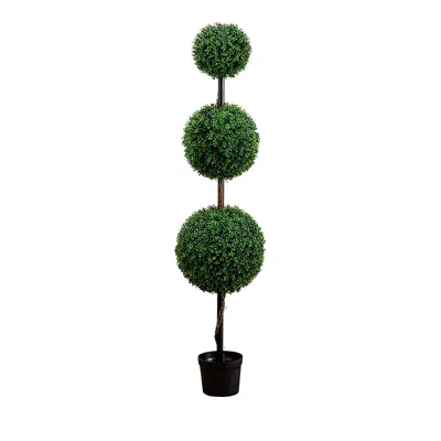 Nearly Natural 6' Artificial Triple Ball Boxwood Topiary Tree (indoor/outdoor) In Green