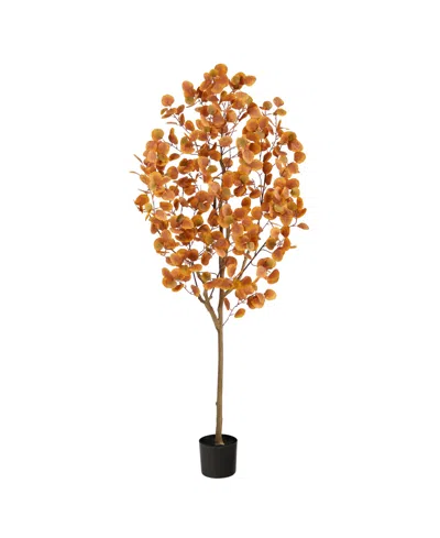 Nearly Natural Autumn Eucalyptus Artificial Tree 6ft. In Orange