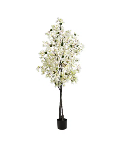 Nearly Natural 6' Bougainvillea Artificial Tree In White
