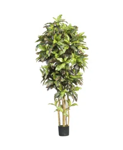 Nearly Natural 5' Croton Faux Silk Tree In Green