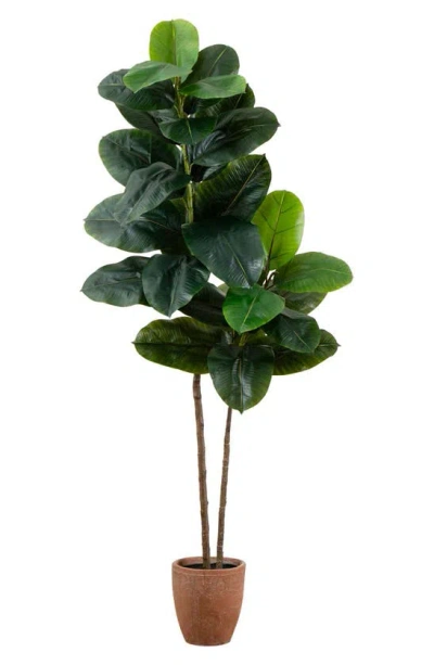 Nearly Natural 6-feet Artificial Rubber Tree In Green