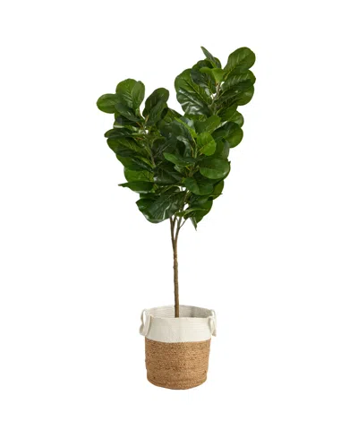 Nearly Natural 6' Fiddle Leaf Fig Artificial Tree In Planter In Green