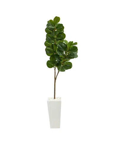 Nearly Natural 6' Fiddle Leaf Fig Artificial Tree In Tall Planter In Green
