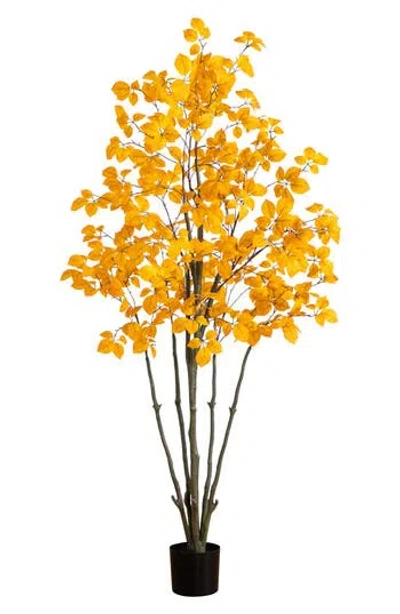 Nearly Natural 6-foot Autumn Oyama Magnolia Artificial Tree In Orange