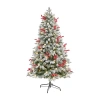 Nearly Natural 6 Foot Snow Tipped Flocked Fir With Berries And 906 Bendable Branches And 200 Led Lights And 50 Led  In Green