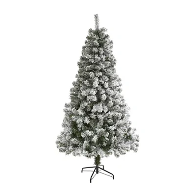 NEARLY NATURAL 6 FOOT WEST VIRGINIA FLOCKED FIR CHRISTMAS TREE