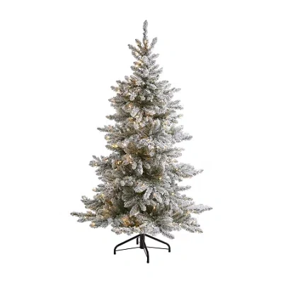 Nearly Natural 6 Foot West Virginia Flocked Spruce With 850 Bendable Branches And 300 Clear Lights Pre-lit Christma In Multi