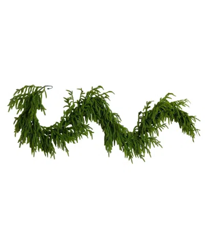 Nearly Natural 6" Pre-lit Artificial Touch Norfolk Island Pine Garland Led Lights In Green