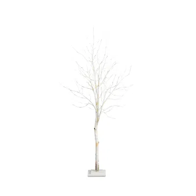 Nearly Natural 6' Pre Lit Artificial White Birch Tree With 90 White Led Lights