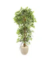 Nearly Natural 63" Elegant Ficus Artificial Tree In Sandstone Planter In Green