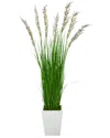 Nearly Natural 64in Wheat Grass Artificial Plant In Metal Planter In Green