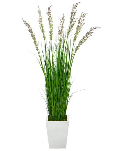 Nearly Natural 64in Wheat Grass Artificial Plant In Metal Planter In Green