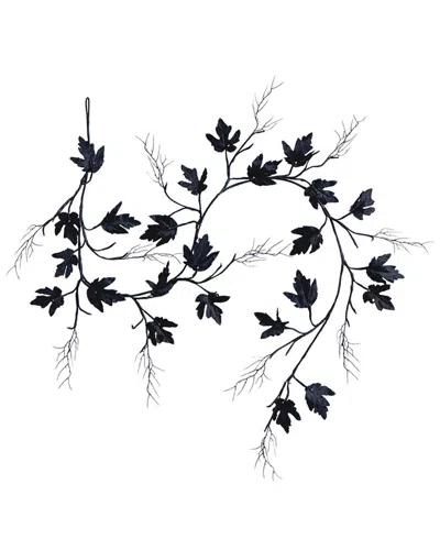 Nearly Natural 6.5ft. Pre-lit Artificial Halloween Black Maple Garland