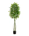 Nearly Natural 6.5ft Uv-resistant Artificial Ficus Tree (indoor/outdoor) In Green