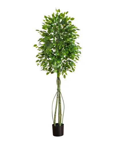 Nearly Natural 6.5ft Uv-resistant Artificial Ficus Tree (indoor/outdoor) In Green