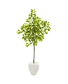 Nearly Natural 68" Lemon Artificial Tree In White Planter In Green
