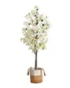 Nearly Natural 6ft Artificial Bougainvillea Tree With Handmade Basket
