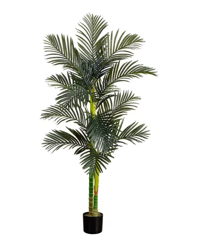 Nearly Natural 6ft Artificial Double Stalk Golden Cane Palm Tree In Green