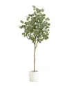 Nearly Natural 6ft Artificial Eucalyptus Tree With Decorative Planter In Green