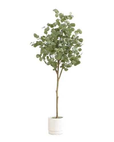 Nearly Natural 6ft Artificial Eucalyptus Tree With Decorative Planter In Green