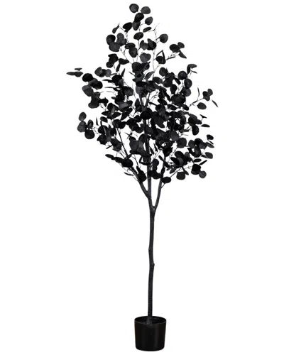 Nearly Natural 6ft. Artificial Halloween Black Eucalyptus Tree