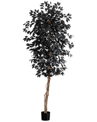 Nearly Natural 6ft. Artificial Halloween Black Ficus Tree