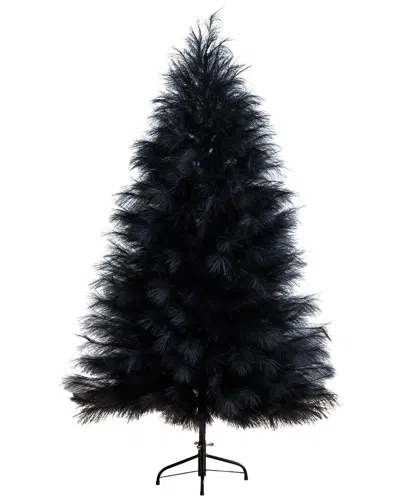 Nearly Natural 6ft. Artificial Halloween Black Pampas Grass Christmas Tree