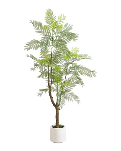 Nearly Natural 6ft Artificial Minimalist Jacaranda Tree In Decorative Planter In Green
