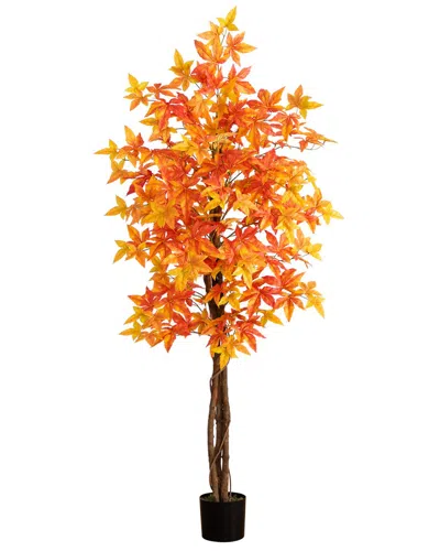 Nearly Natural 6ft. Autumn Deluxe Maple Artificial Fall Tree In Orange