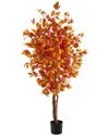 Nearly Natural 6ft. Autumn Ficus Artificial Fall Tree In Orange