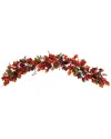 Nearly Natural 6ft. Autumn Maple Leaves, Berry & Pinecones Fall Artificial  Garland In Red