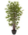 Nearly Natural 6ft Bamboo Silk Tree With Planter In Green