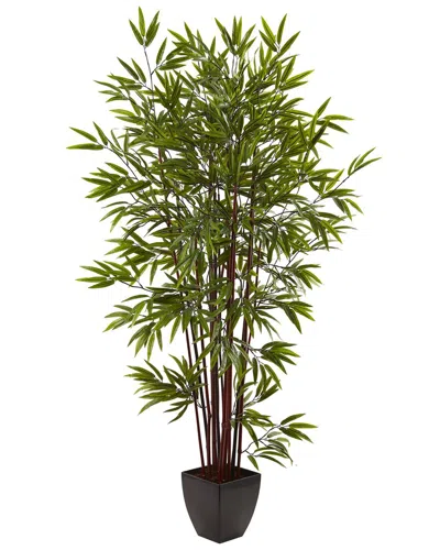 Nearly Natural 6ft Bamboo Silk Tree With Planter In Green