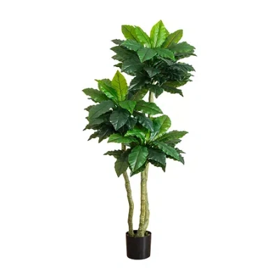 Nearly Natural 6ft Bird Nest Fern Indoor Outdoor Artificial Tree In Green