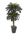 Nearly Natural 6' Double Sago Palm Artificial Tree In Slate-finish Planter