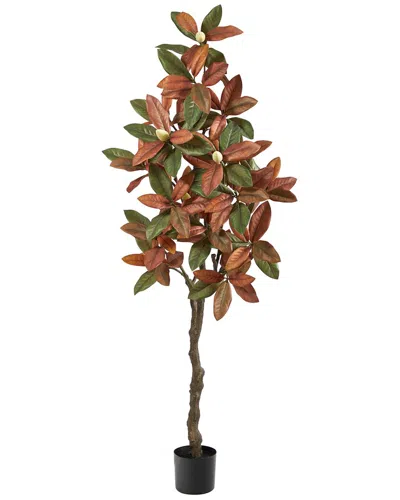Nearly Natural 6ft. Fall Magnolia Artificial Tree In Brown